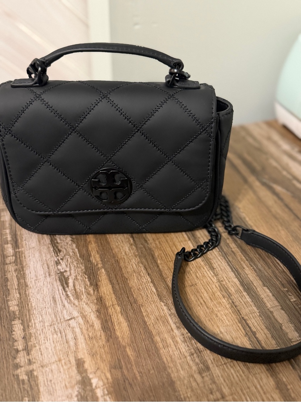 Tory Burch Black Quilted Top-Handle Crossbody